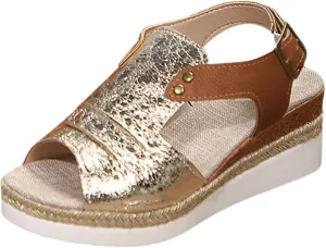 Espadrilles Wedge Sandals for Women,2025 Open Toe Espadrilles Wedge Heels Sandals Comfortable Casual Slip On Low Wedge Sandal Boho Casual High Wedges Walking Strappy Leather Footwear