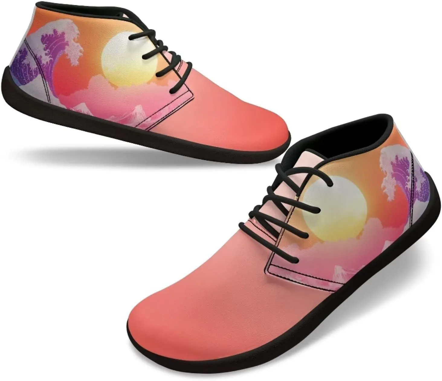 Forchrinse Beautiful Sun Pink Sky Print Mens Boots Causal Sneakers Shoes Lace up Mid Top Chukka Boots US 6-14,Office,Work,Party,Travel