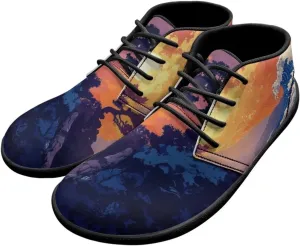 Forchrinse Beautiful Sun Pink Sky Print Mens Boots Causal Sneakers Shoes Lace up Mid Top Chukka Boots US 6-14,Office,Work,Party,Travel