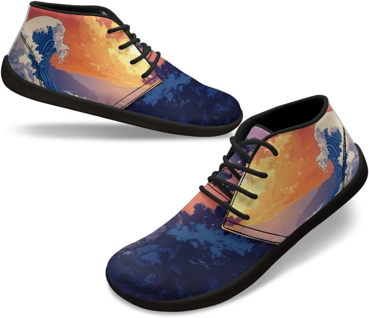 Forchrinse Beautiful Sun Pink Sky Print Mens Boots Causal Sneakers Shoes Lace up Mid Top Chukka Boots US 6-14,Office,Work,Party,Travel