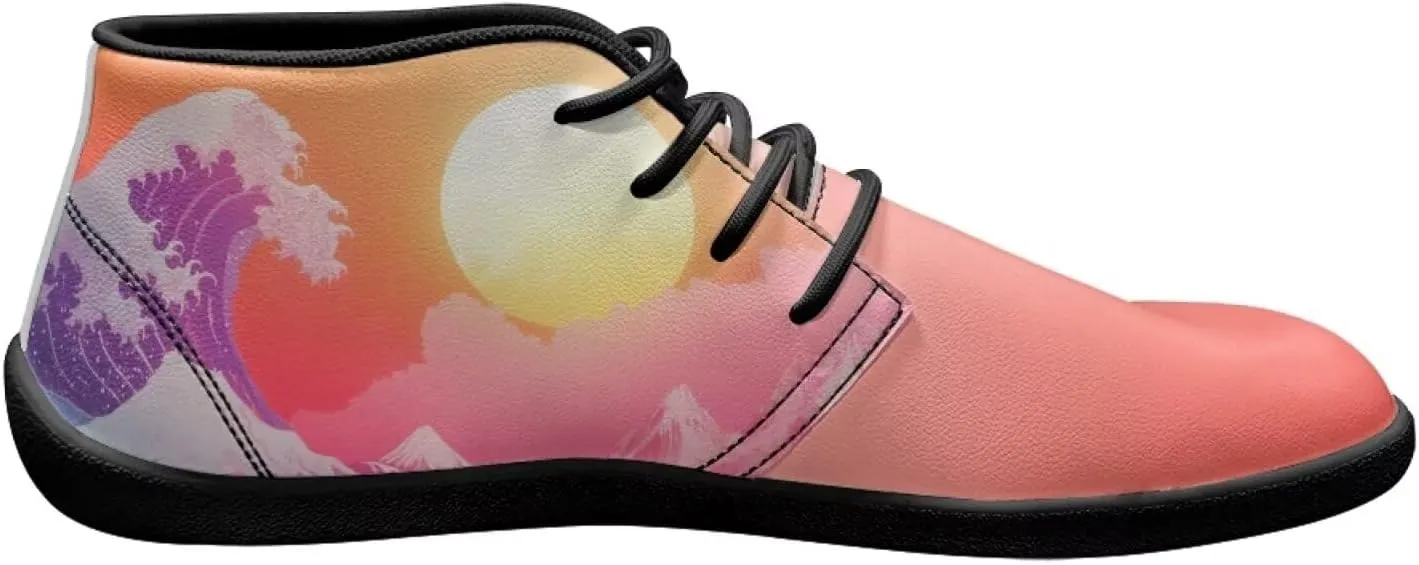 Forchrinse Beautiful Sun Pink Sky Print Mens Boots Causal Sneakers Shoes Lace up Mid Top Chukka Boots US 6-14,Office,Work,Party,Travel