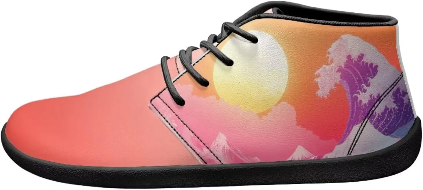 Forchrinse Beautiful Sun Pink Sky Print Mens Boots Causal Sneakers Shoes Lace up Mid Top Chukka Boots US 6-14,Office,Work,Party,Travel