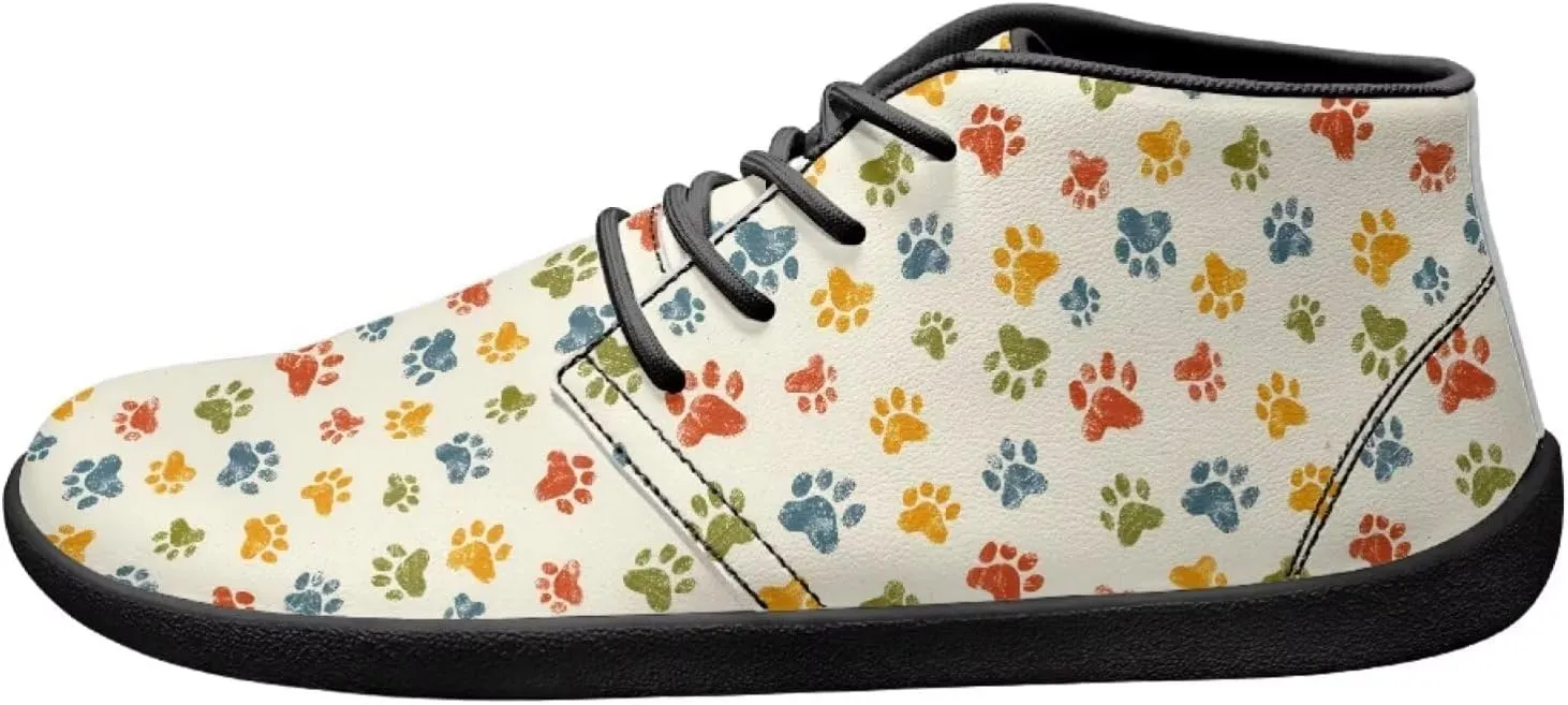 Forchrinse Blood Skull Print Mens Causal Flat Leather Shoes Slip on Mid Top Walking Shoes Dark Gothic Sneakers for Men Fashion Chukka Boots
