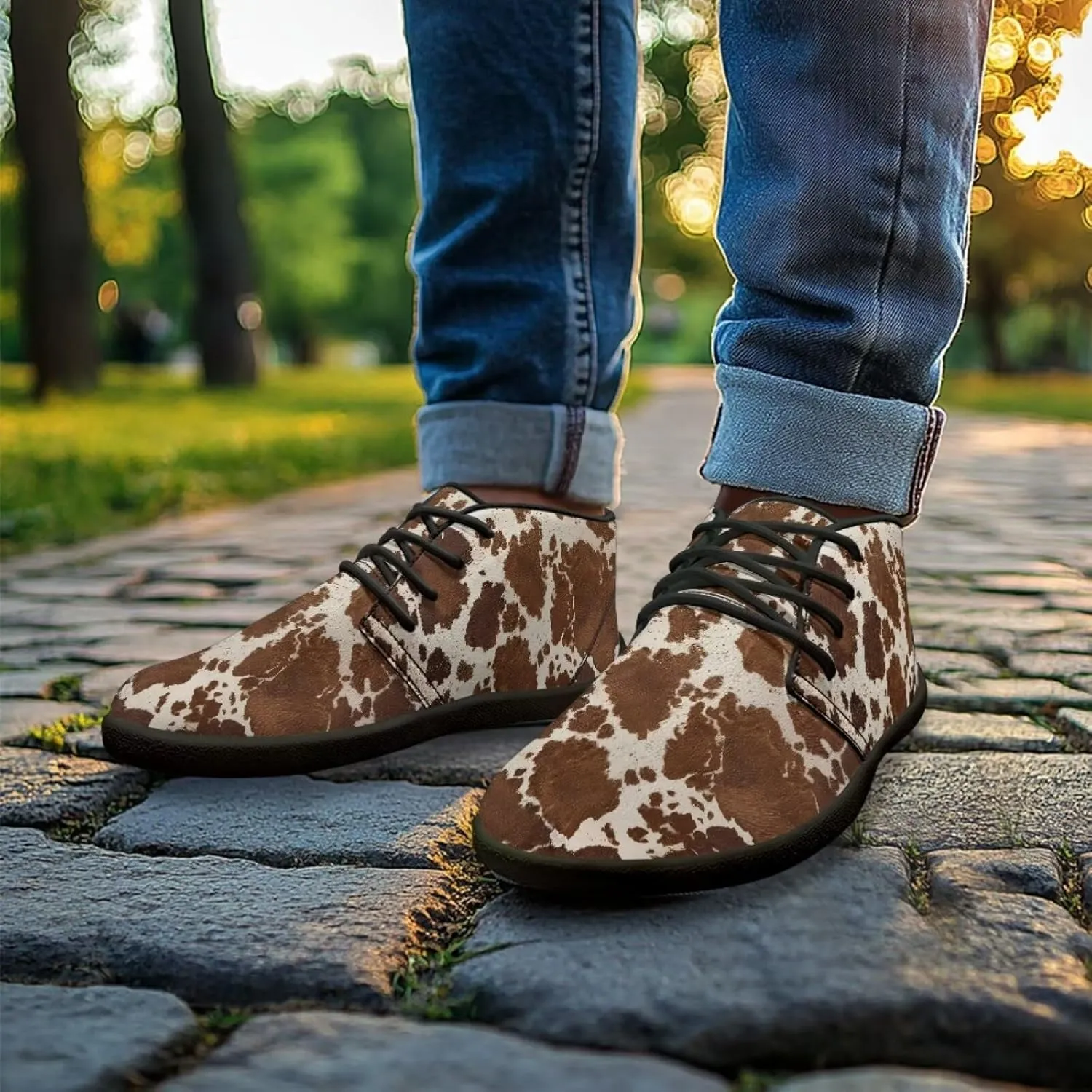 Forchrinse Blood Skull Print Mens Causal Flat Leather Shoes Slip on Mid Top Walking Shoes Dark Gothic Sneakers for Men Fashion Chukka Boots