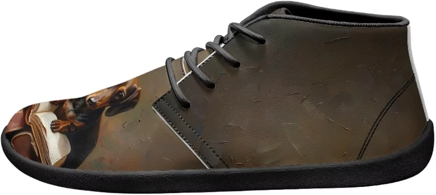 Forchrinse Blood Skull Print Mens Causal Flat Leather Shoes Slip on Mid Top Walking Shoes Dark Gothic Sneakers for Men Fashion Chukka Boots