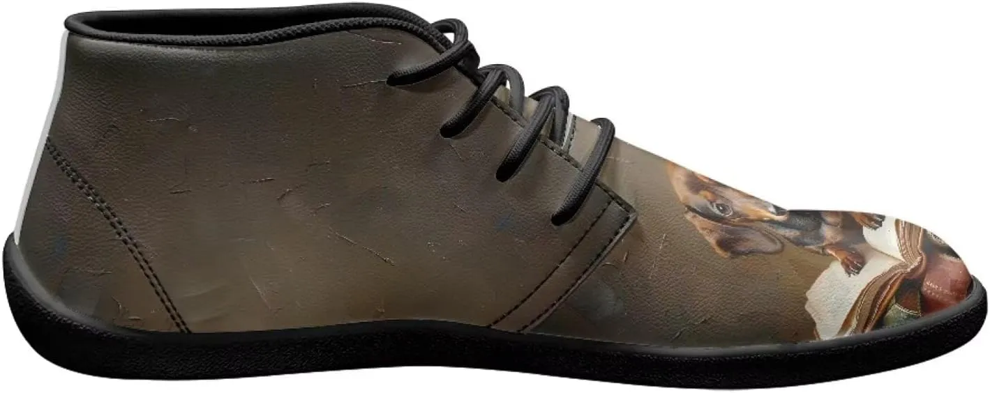 Forchrinse Blood Skull Print Mens Causal Flat Leather Shoes Slip on Mid Top Walking Shoes Dark Gothic Sneakers for Men Fashion Chukka Boots