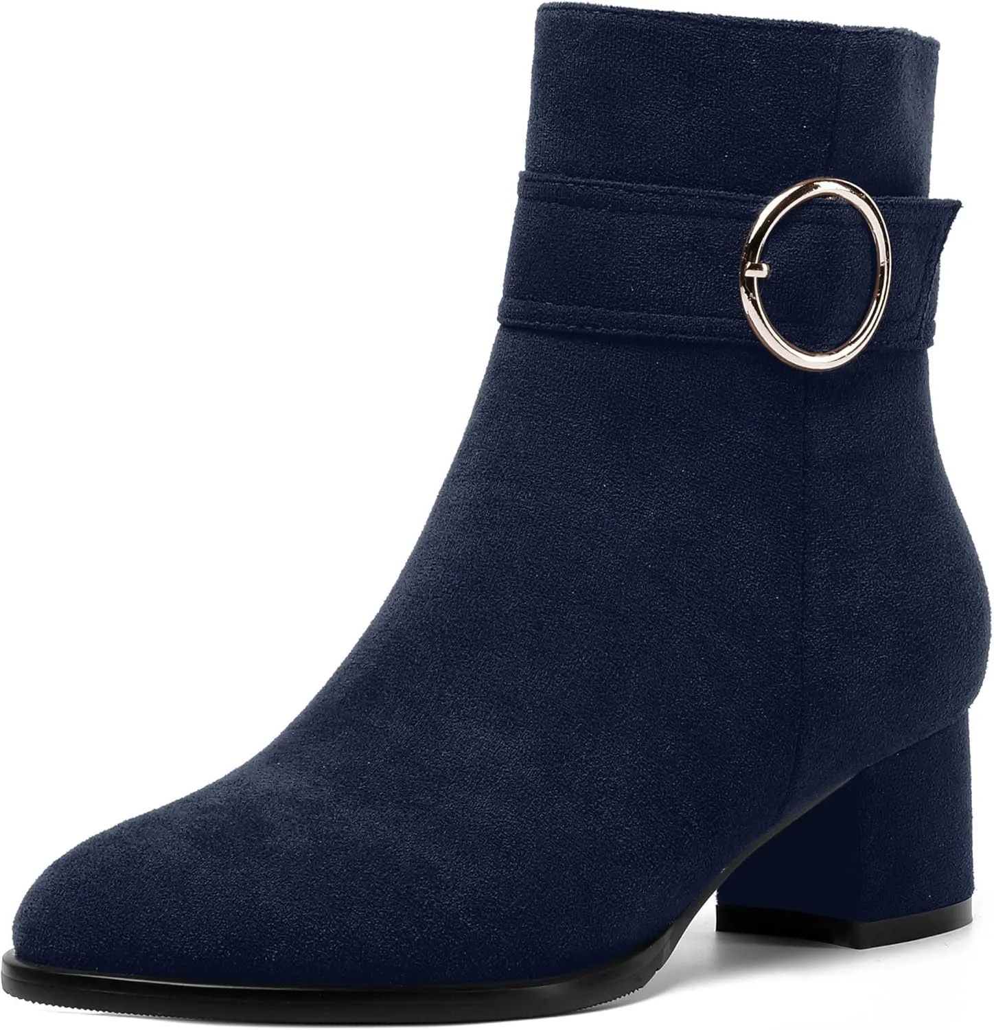 MOVINSTEPS Ankle Boots for Women Low Chunky Heel Wide Width Suede Short Booties Comfortable Casual Business Fashion Dressy Fall Winter Boots 2 Inch