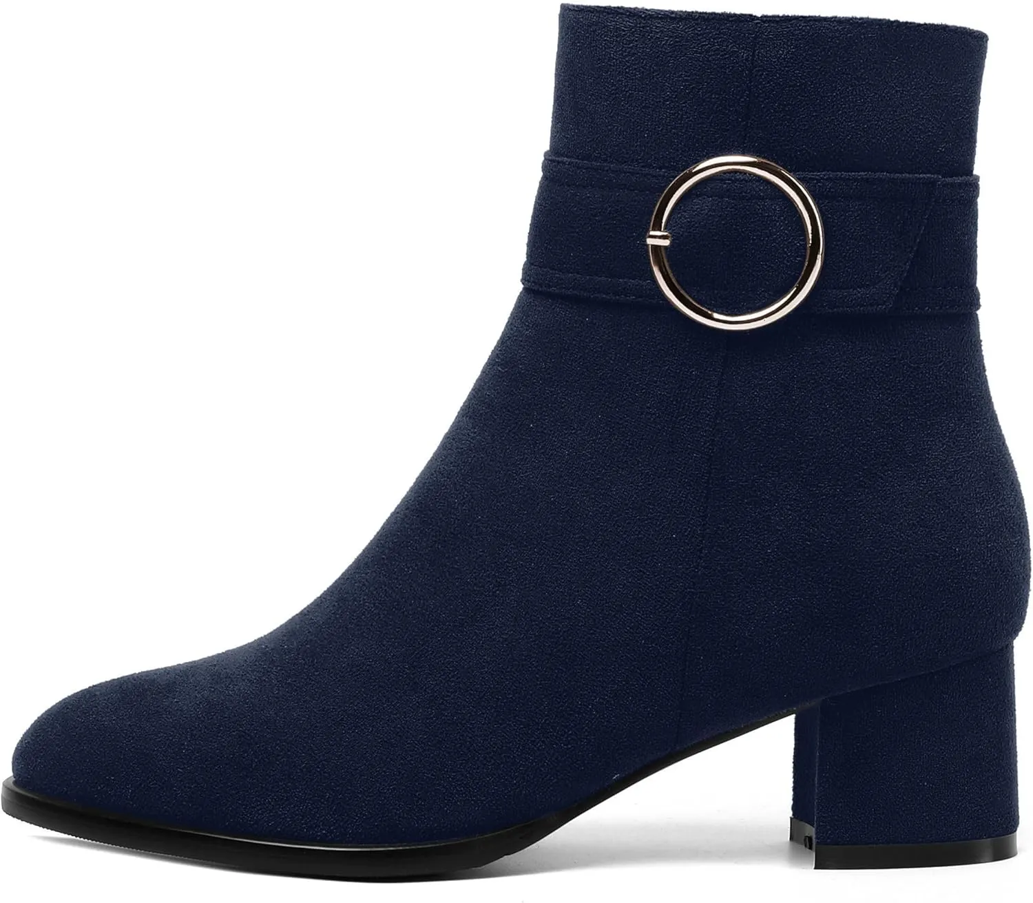 MOVINSTEPS Ankle Boots for Women Low Chunky Heel Wide Width Suede Short Booties Comfortable Casual Business Fashion Dressy Fall Winter Boots 2 Inch