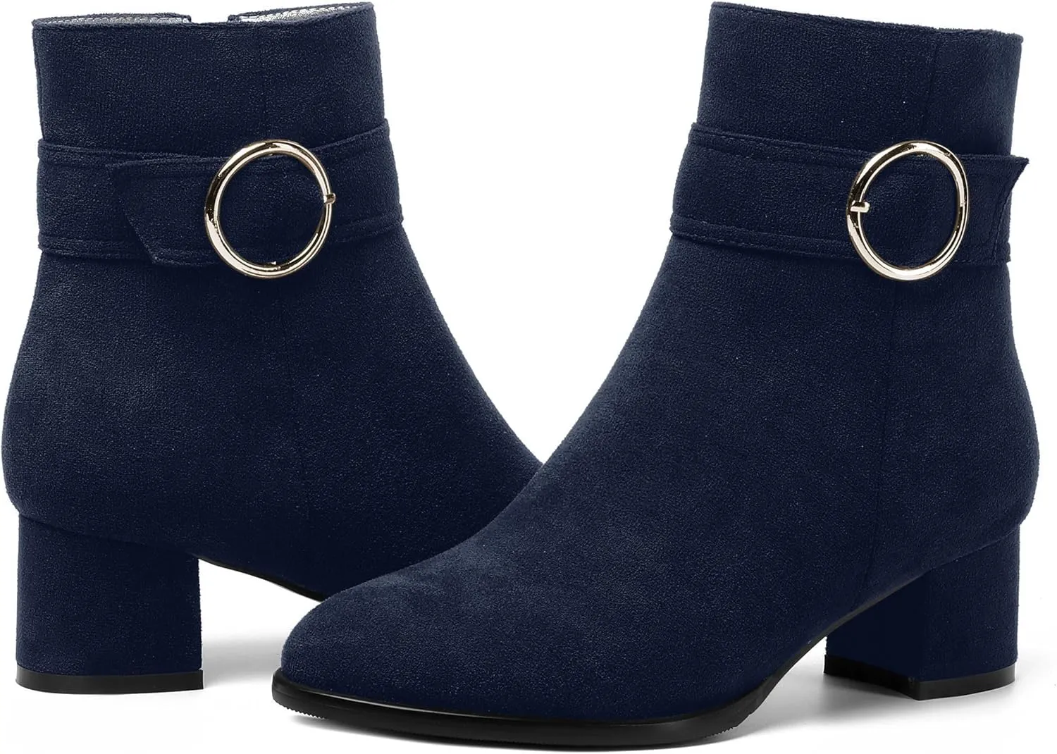 MOVINSTEPS Ankle Boots for Women Low Chunky Heel Wide Width Suede Short Booties Comfortable Casual Business Fashion Dressy Fall Winter Boots 2 Inch