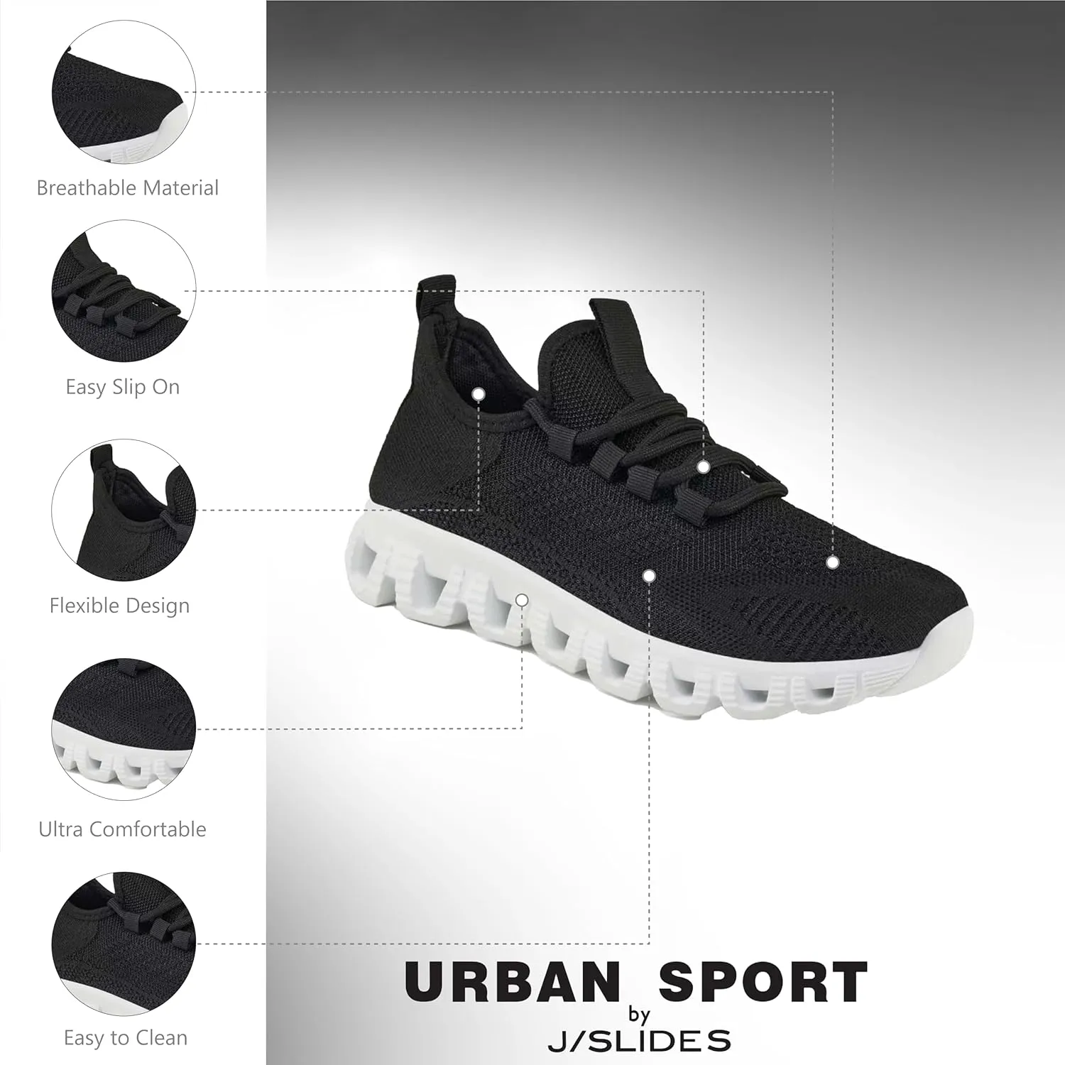 Urban Sport by J/Slides Cooper Womens Athleisure Sneaker | Lightweight Casual Walking Shoes | All-Day Comfort Sneakers