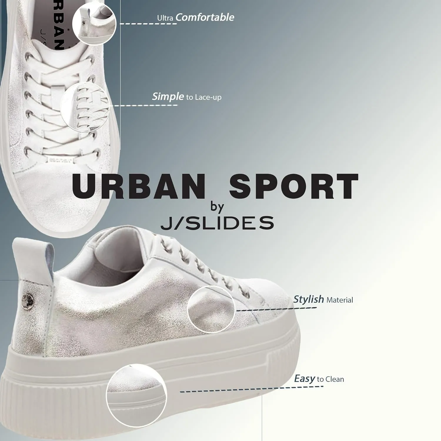 Urban Sport by J/Slides Westie Womens Fashion Sneaker | Casual Platform Sneakers for Women | Comfortable Walking Shoes