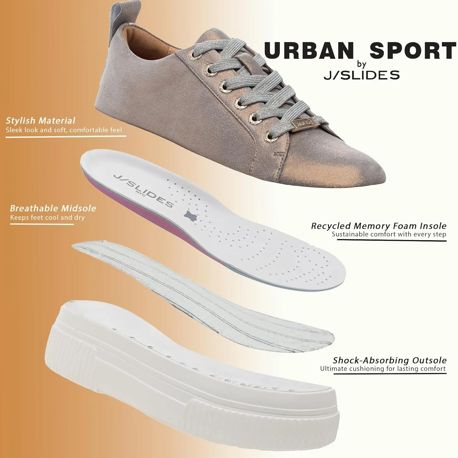 Urban Sport by J/Slides Westie Womens Fashion Sneaker | Casual Platform Sneakers for Women | Comfortable Walking Shoes