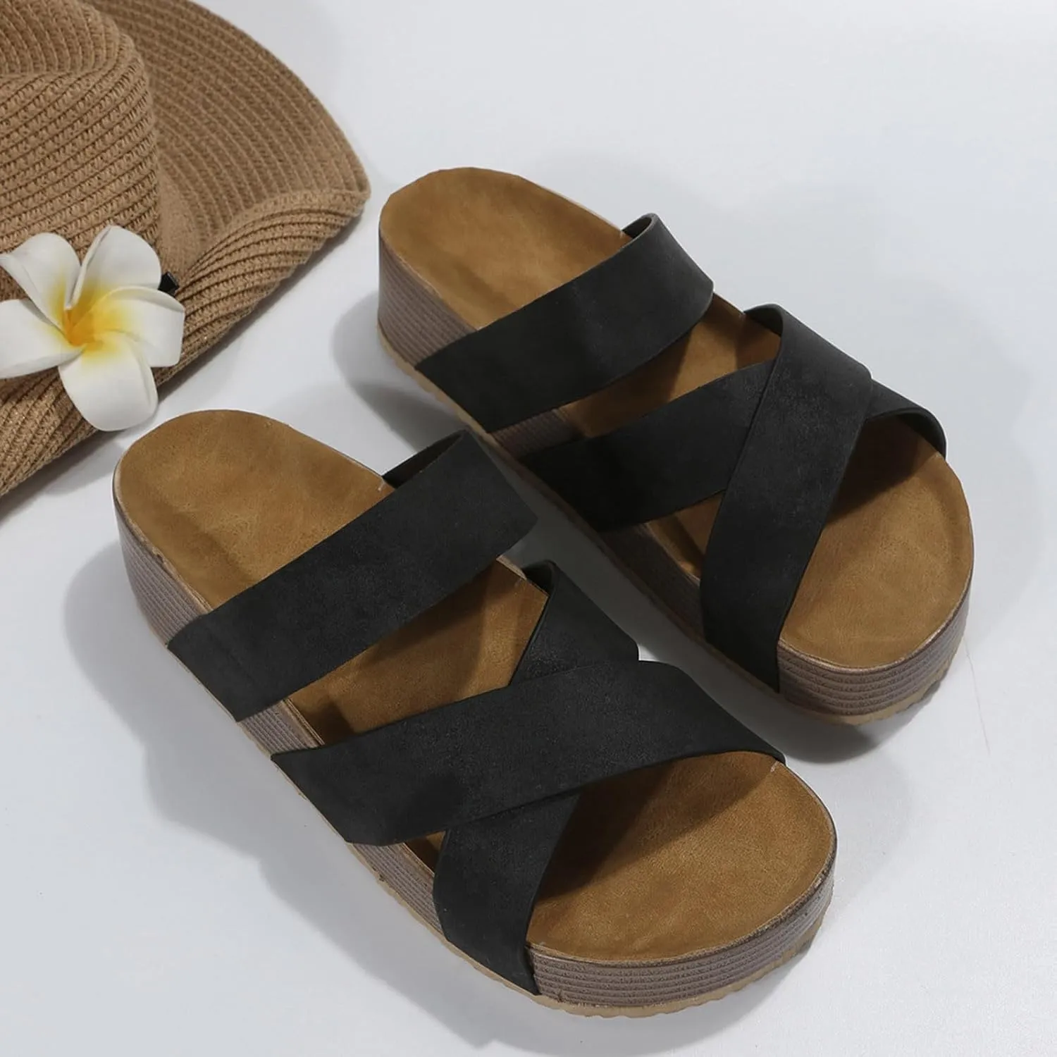 Women's Hollow Wedge Sandals Comfortable Lightweight Cross-strap Woven Texture Beach Slippers Casual Gaiden Slingback Sandal Casual Outings Beach Visits Outdoor Festivals Casual Workplace Shoes
